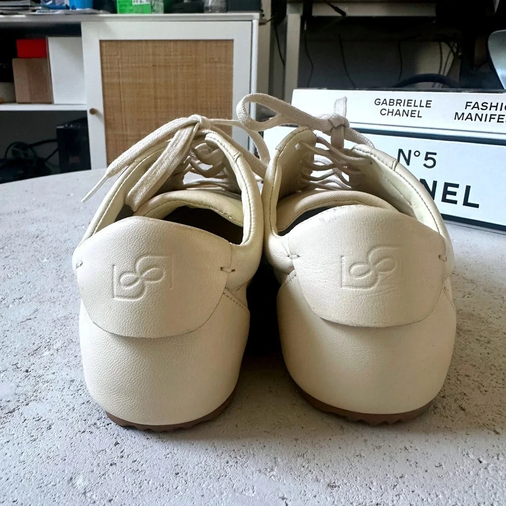NEW Reformation Terra Sneakers in Cream Puff Leather Low Top Lace Up Trainers 6